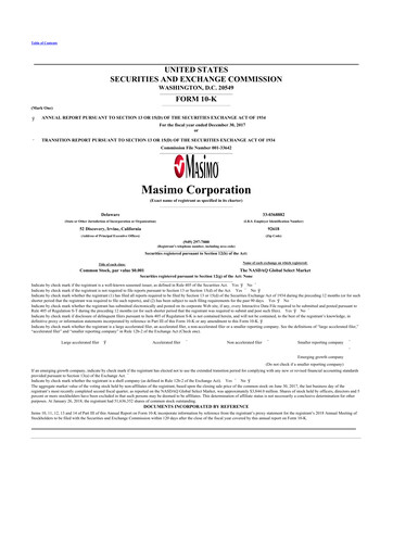 Thumbnail Masimo 10-K Annual Report 2017