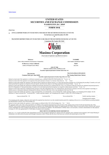 Thumbnail Masimo 10-K Annual Report 2018