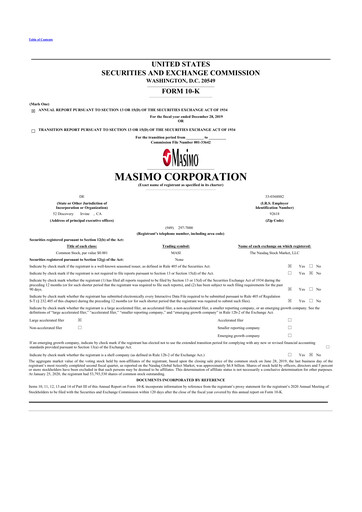 Thumbnail Masimo 10-K Annual Report 2019