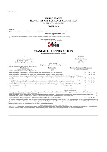 Thumbnail Masimo 10-K Annual Report 2021