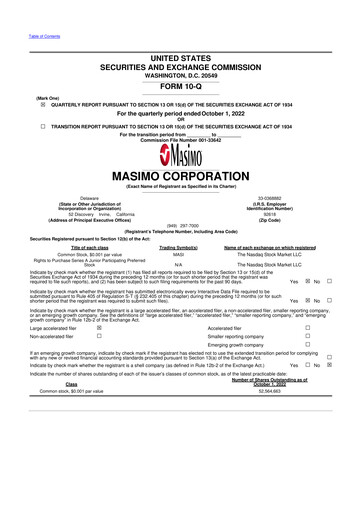 Thumbnail Masimo 10-Q Quarterly Report FY2022 