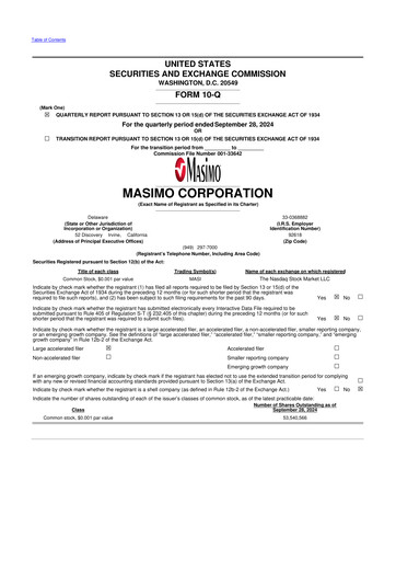 Thumbnail Masimo 10-Q Quarterly Report FY2024 