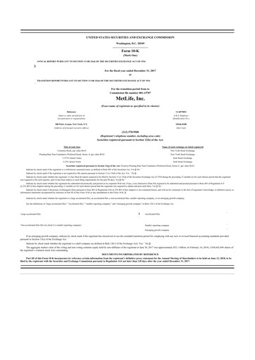 Thumbnail MetLife 10-K Annual Report 2017