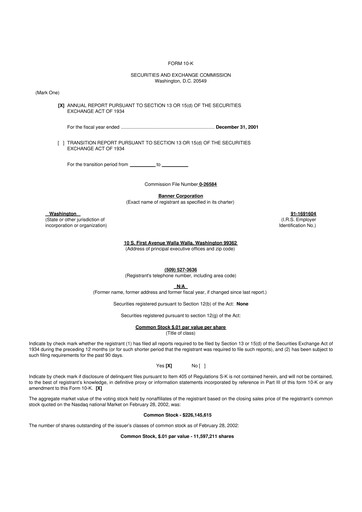 Miniature Banner Bank
 10-K Rapport annuel 2001