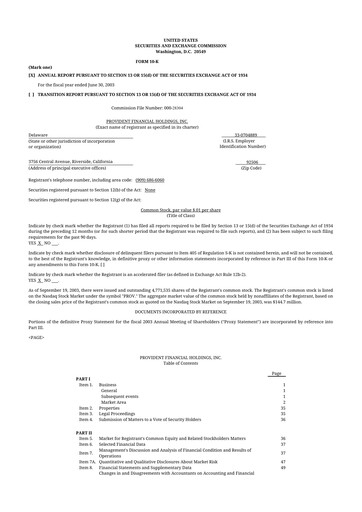 Thumbnail Provident Financial Holdings 10-K Annual Report 