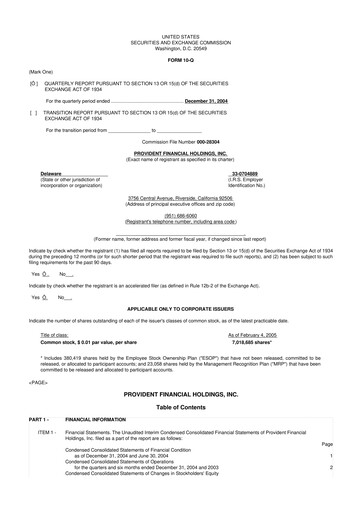 Miniature Provident Financial Holdings 10-Q Rapport trimestriel  