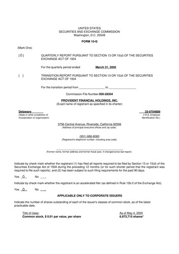 Miniature Provident Financial Holdings 10-Q Rapport trimestriel  