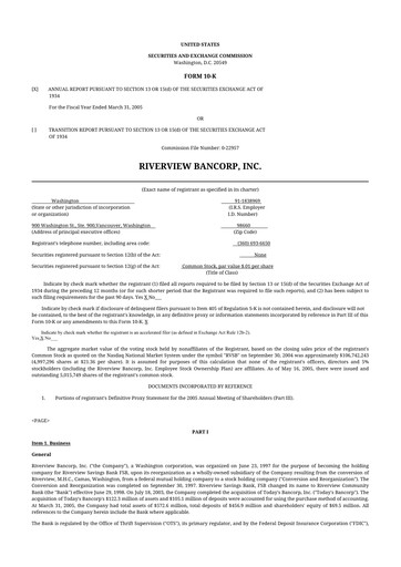 Thumbnail Riverview Bancorp 10-K Annual Report 