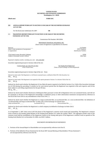 Thumbnail Provident Financial Holdings 10-K Annual Report 