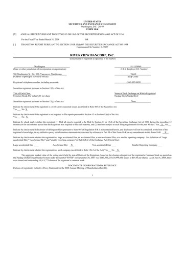 Thumbnail Riverview Bancorp 10-K Annual Report 