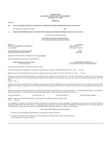 Thumbnail Provident Financial Holdings 10-K Annual Report 