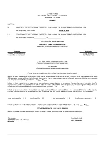 Thumbnail Provident Financial Holdings 10-Q Quarterly Report FY 
