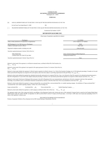 Thumbnail Riverview Bancorp 10-K Annual Report 