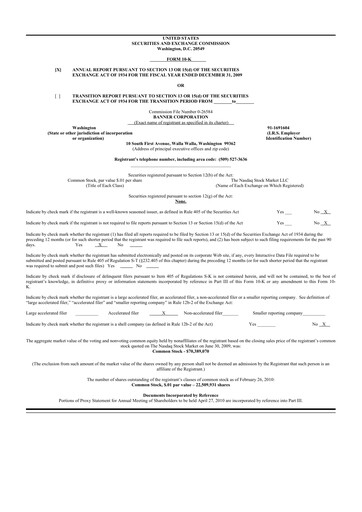 Thumbnail Banner Bank
 10-K Annual Report 