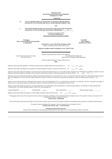 Thumbnail Banner Bank
 10-K Annual Report 