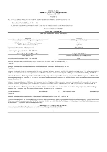 Thumbnail Riverview Bancorp 10-K Annual Report 