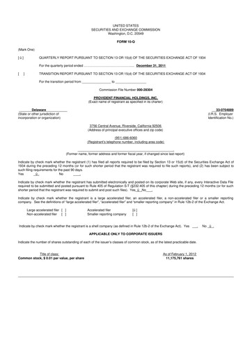 Miniature Provident Financial Holdings 10-Q Rapport trimestriel 2012 