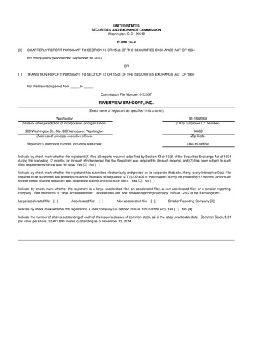 Thumbnail Riverview Bancorp 10-Q Quarterly Report FY2015 