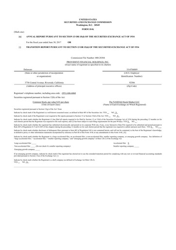 Thumbnail Provident Financial Holdings 10-K Annual Report 2017