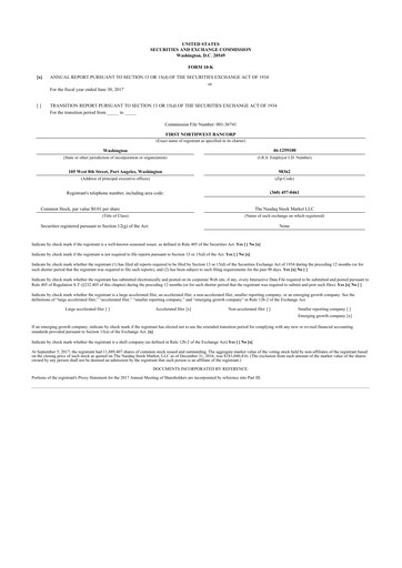 Thumbnail First Northwest Bancorp 10-K Annual Report 2017