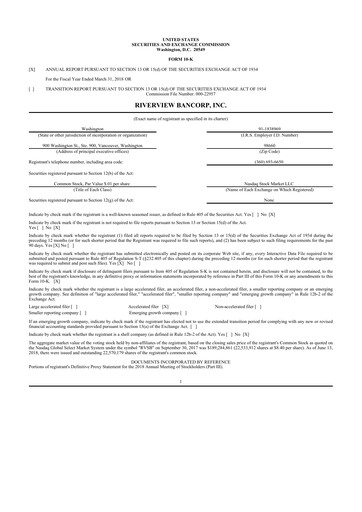 Thumbnail Riverview Bancorp 10-K Annual Report 2018