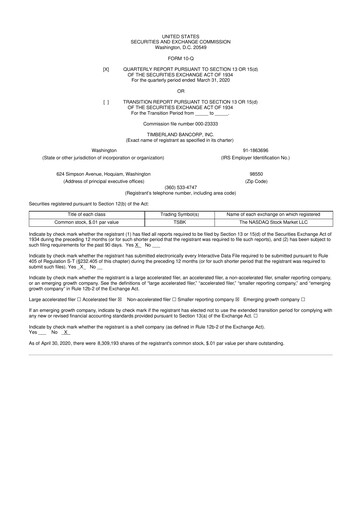 Thumbnail Timberland Bancorp 10-Q Quarterly Report FY2020 