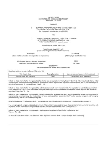 Thumbnail Timberland Bancorp 10-Q Quarterly Report FY2020 