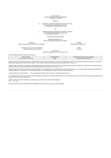 Thumbnail Timberland Bancorp 10-Q Quarterly Report FY2022 