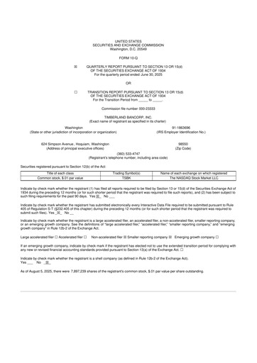 Thumbnail Timberland Bancorp 10-Q Quarterly Report FY2025 