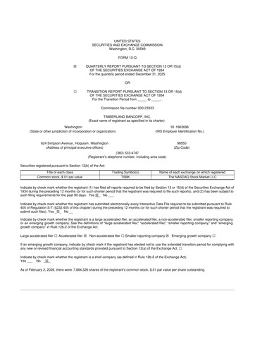 Thumbnail Timberland Bancorp 10-Q Quarterly Report FY2026 