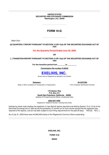 Thumbnail Exelixis 10-Q Quarterly Report FY 