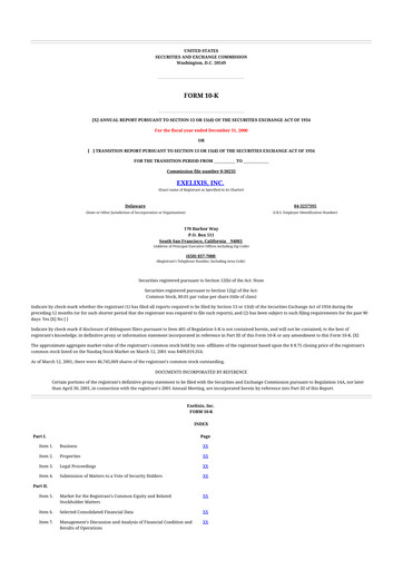 Thumbnail Exelixis 10-K Annual Report 