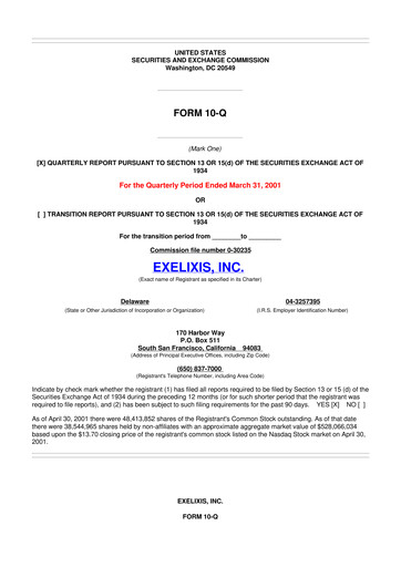 Thumbnail Exelixis 10-Q Quarterly Report FY 