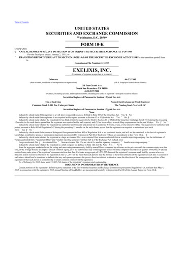 Thumbnail Exelixis 10-K Annual Report 2014