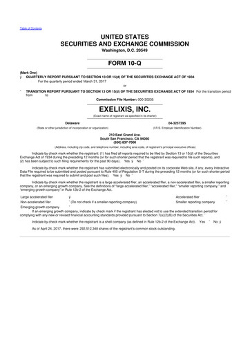 Thumbnail Exelixis 10-Q Quarterly Report FY2017 