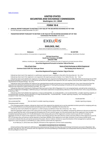 Thumbnail Exelixis 10-K Annual Report 2017