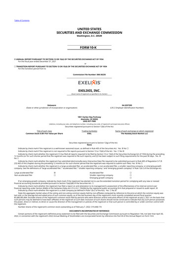 Thumbnail Exelixis 10-K Annual Report 2021