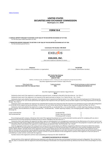 Thumbnail Exelixis 10-K Annual Report 2022