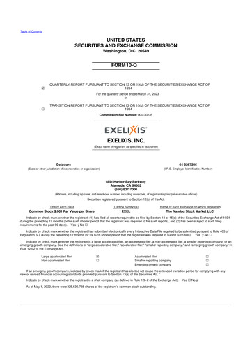 Thumbnail Exelixis 10-Q Quarterly Report FY2023 
