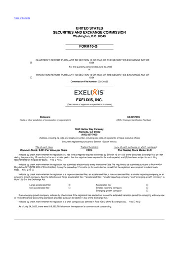 Thumbnail Exelixis 10-Q Quarterly Report FY2023 