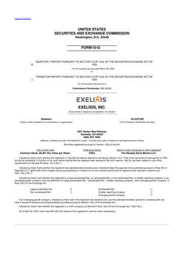 Thumbnail Exelixis 10-Q Quarterly Report FY2024 