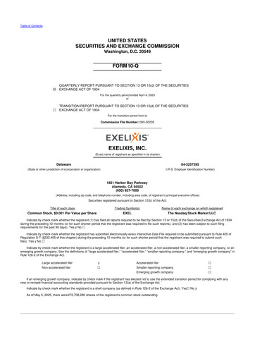 Thumbnail Exelixis 10-Q Quarterly Report FY2025 