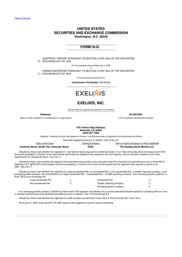 Vorschaubild Exelixis 10-Q Quartalsbericht 2026 