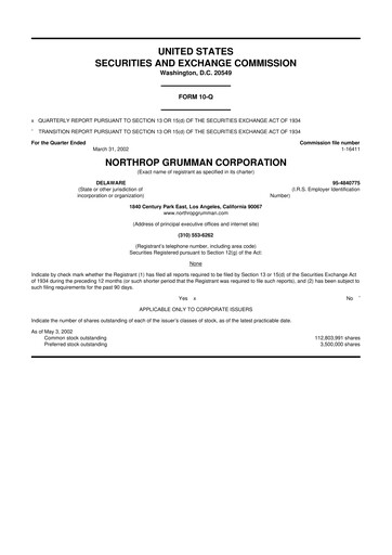 Miniature Northrop Grumman 10-Q Rapport trimestriel  