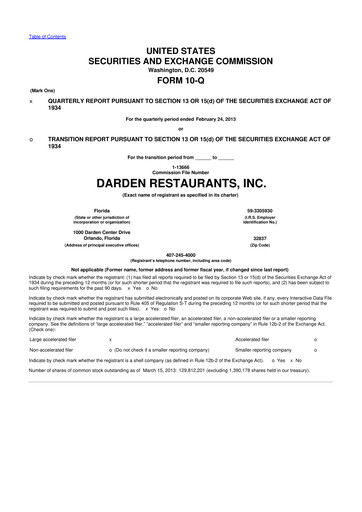 Vorschaubild Darden Restaurants
 10-Q Quartalsbericht 2013 