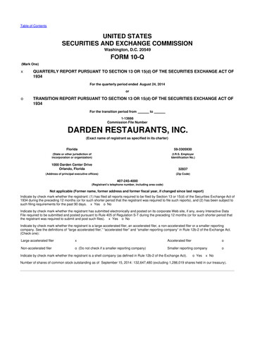 Vorschaubild Darden Restaurants
 10-Q Quartalsbericht 2015 