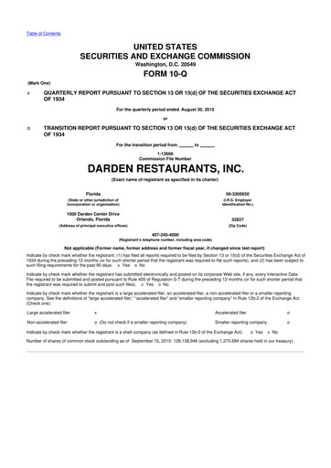 Vorschaubild Darden Restaurants
 10-Q Quartalsbericht 2016 