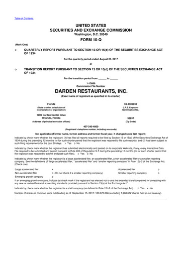 Vorschaubild Darden Restaurants
 10-Q Quartalsbericht 2018 