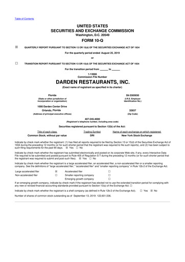 Vorschaubild Darden Restaurants
 10-Q Quartalsbericht 2020 