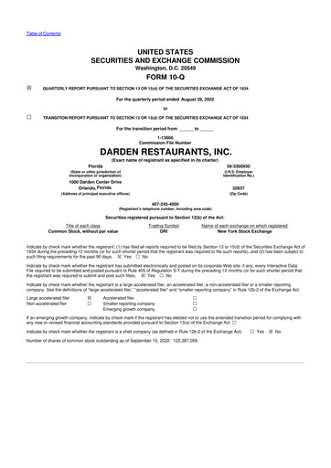 Vorschaubild Darden Restaurants
 10-Q Quartalsbericht 2023 